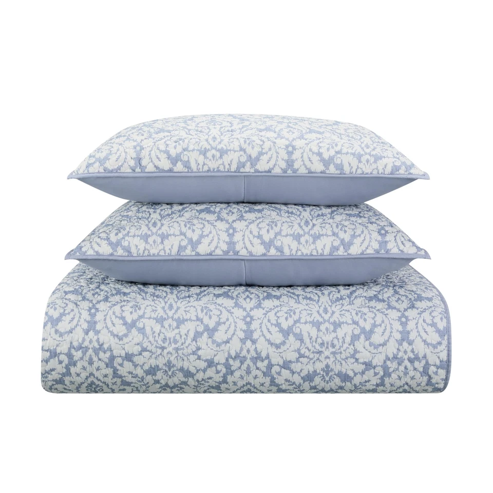 Traditions Dashing Damask 3 Piece Quilted Pattern Bedding Set, King Bed Set w... - Image 4 of 4