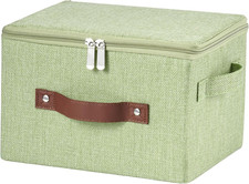 Storage Bins with Zipper Lid Cotton Linen Fabric Lidded Storage Baskets Boxes Fo