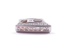 Ladies Unusual Ring Clear CZ Channel Set 925 Sterling Silver 5.9g UK Size K