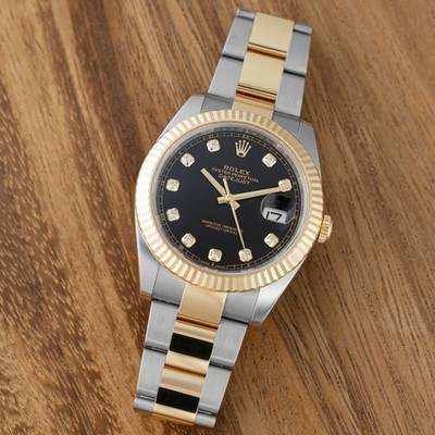 Rolex Datejust 41, 126333, Steel & Yellow Gold, Bright Black Diamond Dial, Oy...
