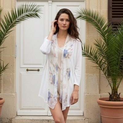 Elena Baldi 2X White Sheer Ethereal Open Cardigan Italy Fairycore Silk Blend
