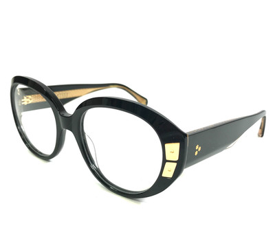 Alfred Kerbs Eyeglasses Frames AURORA BK Shiny Black Gold Round 54-19-142