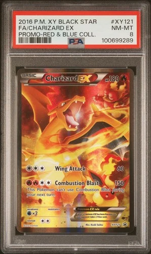 2016 POKEMON XY BLACK STAR PROMO RED & BLUE COLL FULL ART/CHARIZARD EX PSA 8