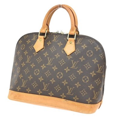 LOUIS VUITTON LV Logo Alma Hand Bag Monogram Leather Brown M51130 76YJ305