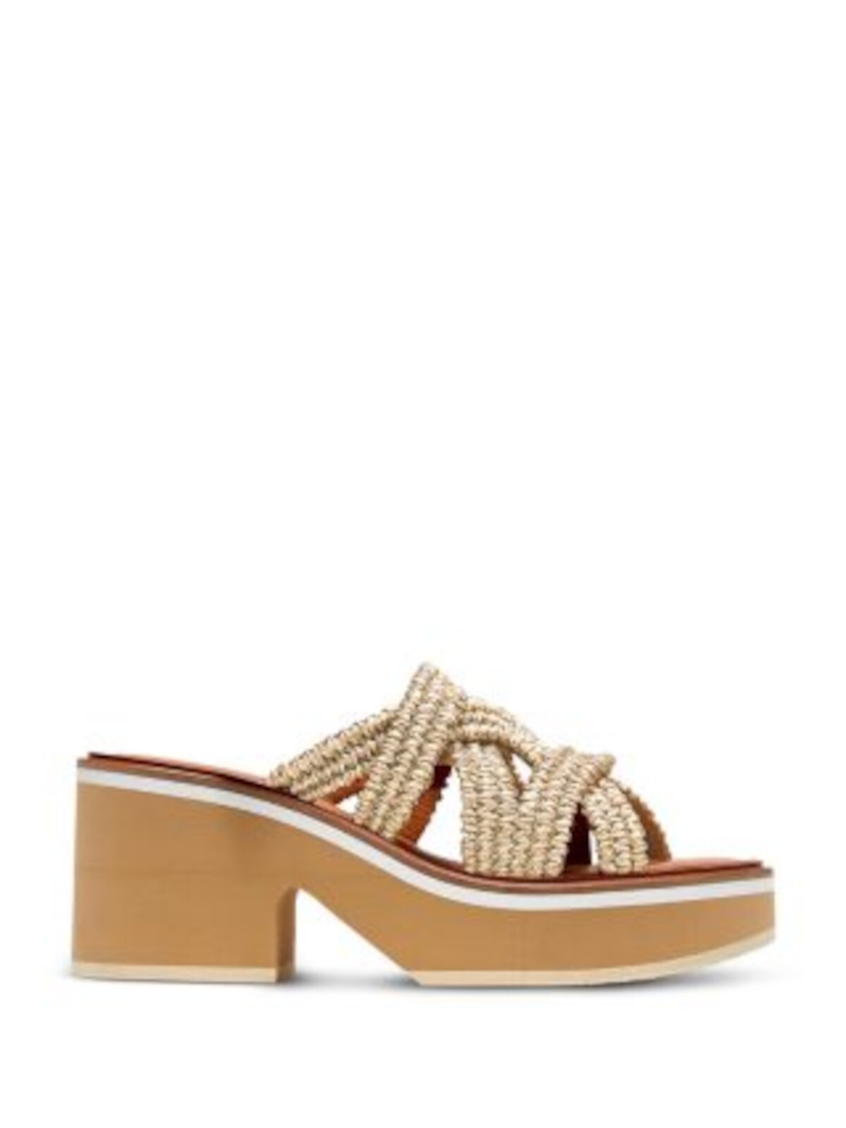CLERGERIE Womens Beige Raffia 1'' Platform Chermy Slip On Sandals Shoes 37