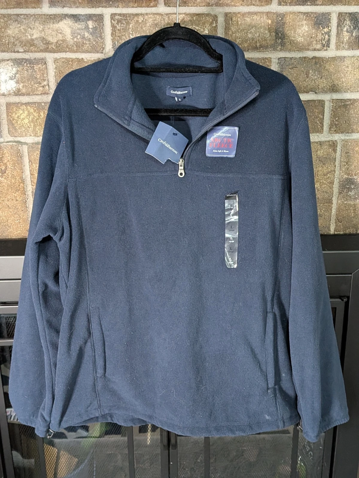 NWT Croft & Barrow half Zip Fleece Hiking Camp Sweater Dark Blue MenSz L Outdoor