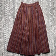 Vintage Plaid Wool A Line Maxi Skirt Womens 4 24" Dark Academia 80's Country