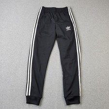 Adidas Joggers Boys Medium Trefoil Black Logo Embroidery Track Sweatpants