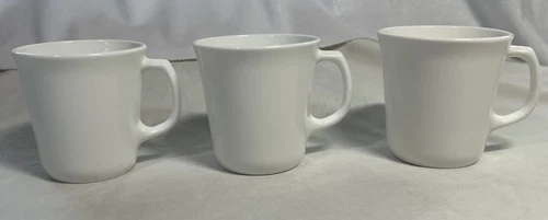 3 Corning (Corelle) Winter Frost White Mug D-Handle USA *Microwave Safe*
