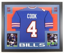 2025 NFL Rushing Champion James Cook #4  Signed And Framed Buffalo Bills Jersey
