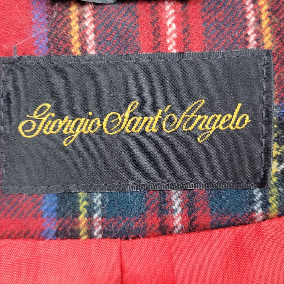 Chaqueta Blazer Giorgio Sant'Angelo Roja a Cuadros 100% Lana Doble Pecho Talla 22 Foto 3 de 4