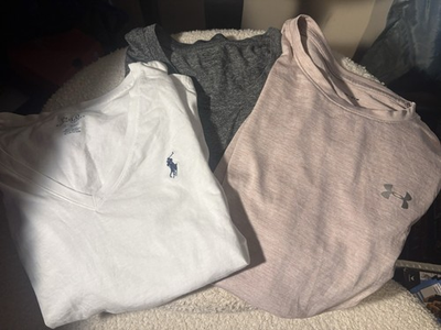 #ad Lot Of 3 Women’s Shirts Size Medium Under Armour Champion And Polo $5.99