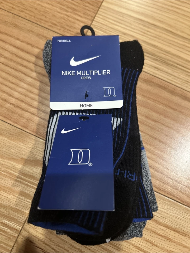 Nike NCAA Duke Blue Devils Multiplicador 2 Pares Calcetines Crew Talla L 8-12 Fútbol Nuevo con Etiquetas Foto 2 de 4