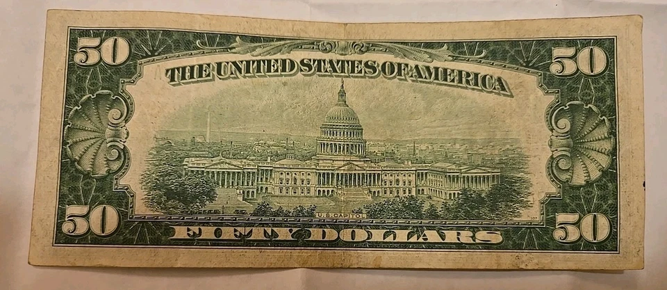 1934 $50 Federal Reserve Small Note NEW YORK Bank Fifty Dollar Bill - Image 3 of 4