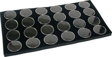 24 Black Foam Gem Jars Gemstone Storage Display Tray Insert