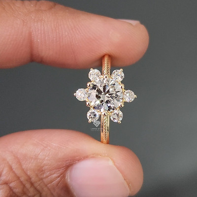 1Ct Round Lab Grown Diamond Promise Ring E VS1 IGI Certified, 14K Yellow Gold 6
