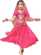 Astage Girl Belly Dance Sequin Indian 6Y-8Y / 3 apos;9-4 apos;, Hotpink