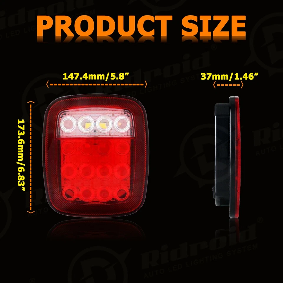 2X Luces traseras LED Luces de freno traseras Tope de giro Inverso para Jeep Wrangler TJ CJ JK Foto 3 de 4