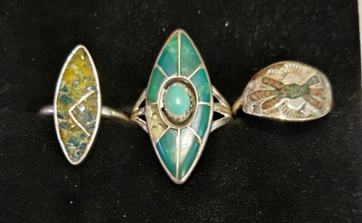 Vintage Native American Sterling Silver Ring Lot Scrap Or Wear