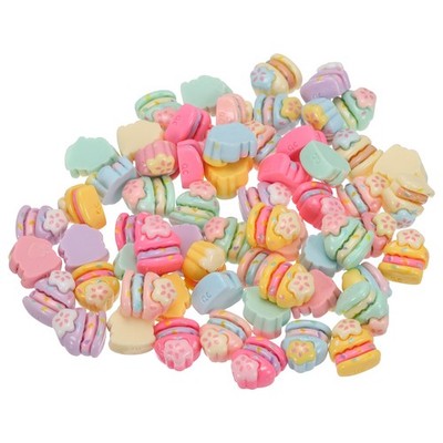 Mini Resin Foods, Tiny Layer Cake for Crafts Dollhouse (Dark Colors, 60pcs)