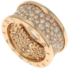 BVLGARI B.zero1 Full Pave Diamond 54 Ring K18 Pink Gold Ladies Used 