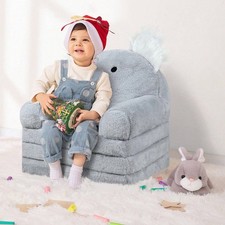 Plush Toddler Chair 2-in-1 Foldable Kids Sofa Lounger with Removable Cover 18M 