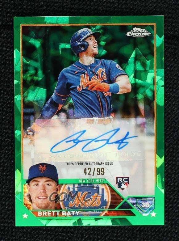 2023 Topps Chrome Update Sapphire Edition Green 42/99 Brett Baty Rookie Auto RC