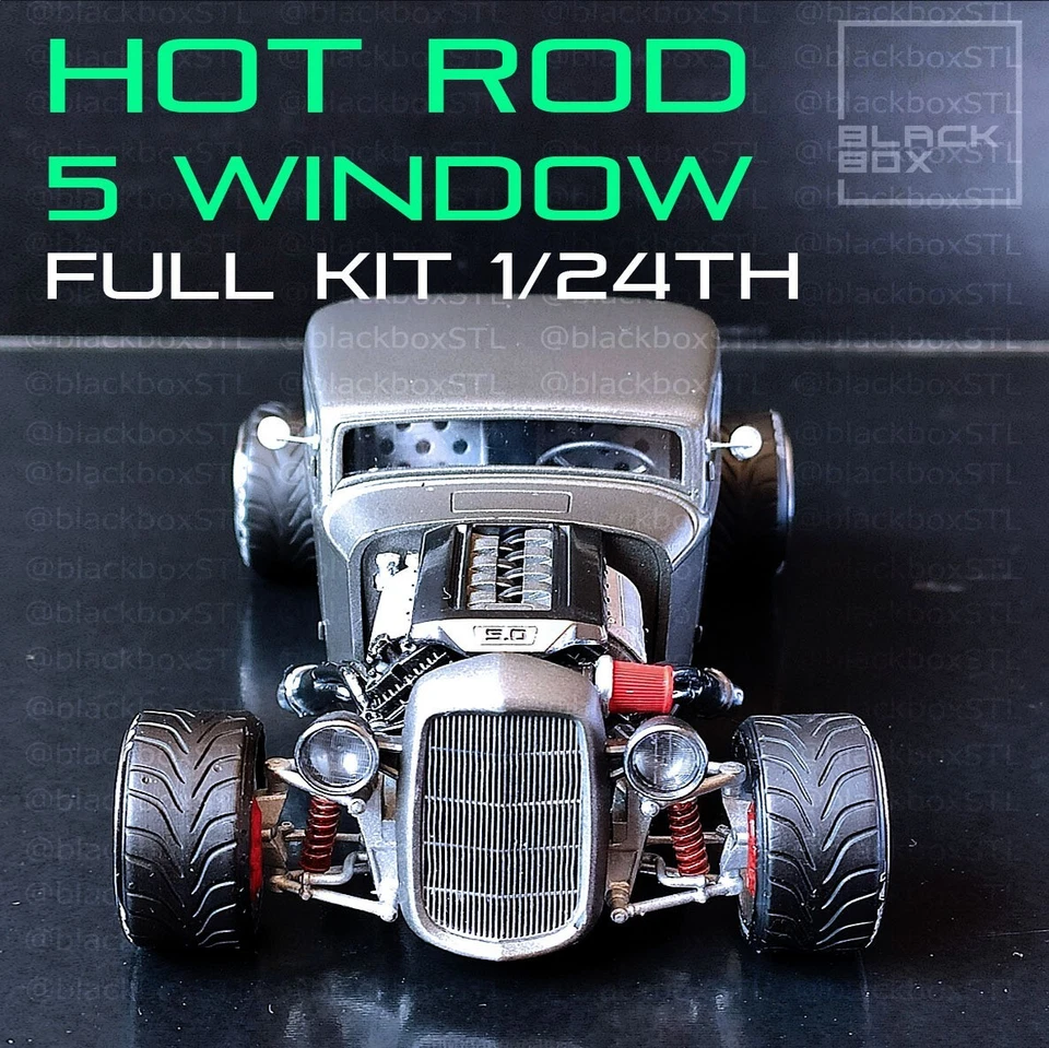 1:25-1:24 Scale 5 Window Coupe Hot Rod | Full Model Kit-Unnasembled & Unpainted - Image 4 of 4