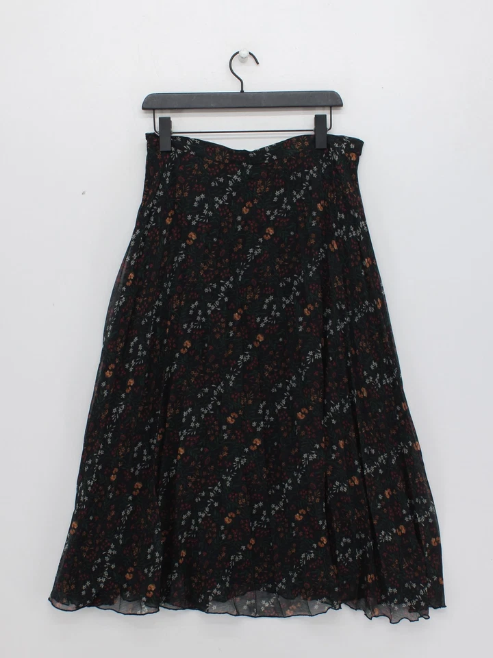 John Lewis Women's Maxi Skirt UK 16 Black Floral 100% Polyester Long Maxi - Image 2 of 4