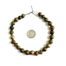 25 Vintage 1940s Brass  Bicone Beads From West Africa; Very Cool & Rustic