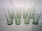 Coca Cola Classic Green Drinking Glass McDonalds Promo Vintage 8 Glass Set