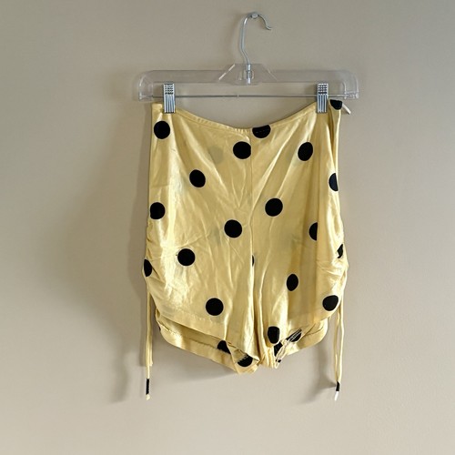 Vintage 1940s Yellow and Black Polkadot Satin Shorts Women's Size Small
