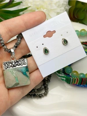 Sterling Silver 925 Jewelry Lot Quantum Quattro Pendant Moonstone Chain Earring - Image 1 of 4