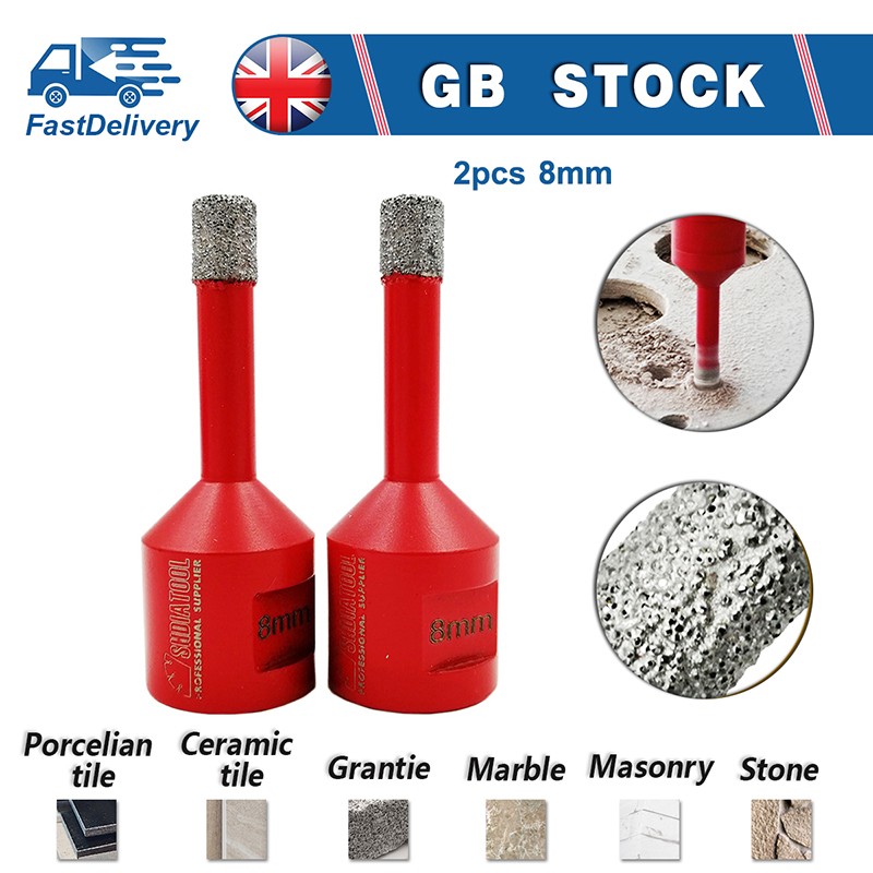 2pcs 8mm Dry Diamond Drilling Core Bits Ceramic Tile Marble Hole Saw Cutter