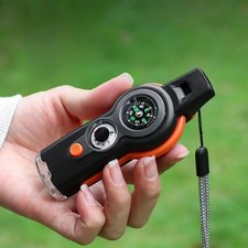 7-in-1 Survival Whistle   Emergency Outdoor Tool w/ Compass, Light  Lanyard