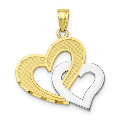 10k Gelbgold mit Rhodinierung Doppelherz Anhänger