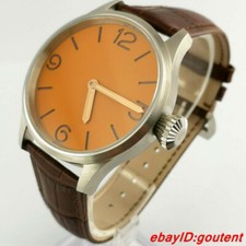 43mm sterile orange dial luminous sapphire crystal hand winding 6497 mens watch