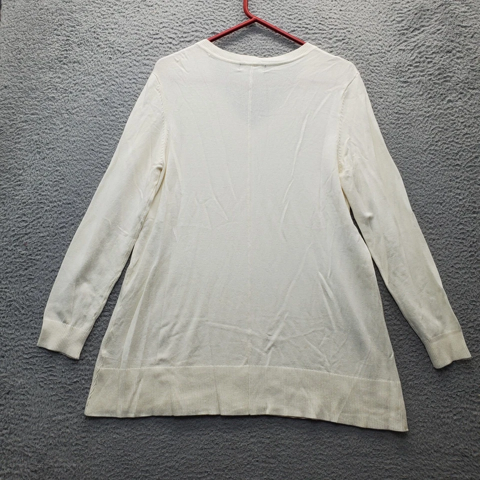 Suéter DKNY Jeans Para Mujer Grande Tostado Tejido Manga Larga Ligero Cuello en V Pullover Foto 2 de 4