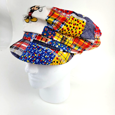 Vintage Walt Disney Productions USA Mickey Mouse Newsboy Patchwork Hat Cap Vintage Walt Disney Productions USA Mickey Mouse Newsboy  main image 3