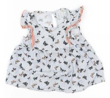 Primark Girls Blue Viscose Blend A-Line Size 4-5 Years erflies