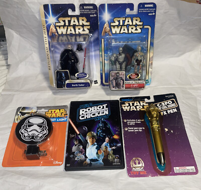 Star Wars Lot - Figures, Night Light, Pen, Robot Chicken DVD | eBay