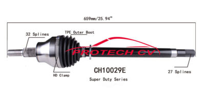 CV Axle Assembly-Extreme Weather Unit - TPE Boot Equipped fits 18 