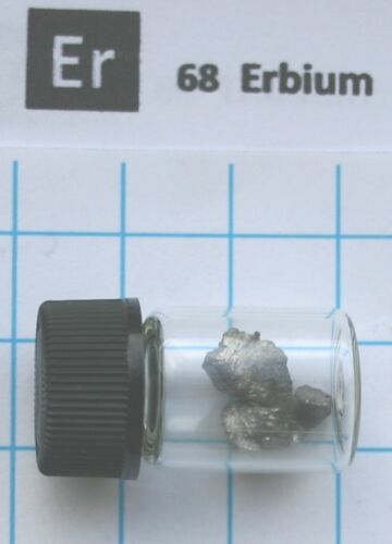 1 Gramm Erbium Metall Stücke 99,9% in Glas Fläschchen Element 68 Probe - Bild 1 von 3