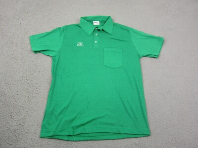 True Vintage Stedman Polo Shirt Mens Large Green 70s 80s Made in USA Pioneer