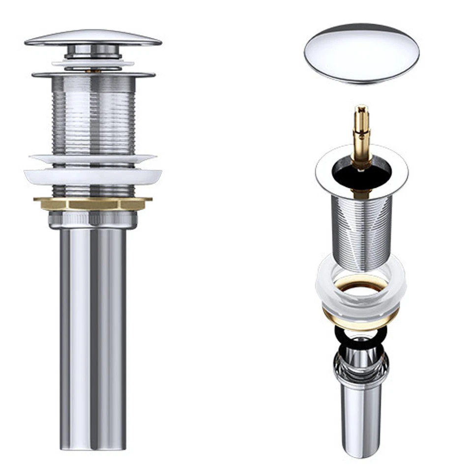 Design Automatik Ablaufgarnitur Push-Open Pop-Up-Ventil Abfluss Chrom Pup01  - Bild 2 von 3