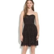 Madewell black lace overlay strapless party cocktail dress size 0