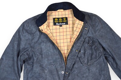 Men's Barbour Retail Ouston Jacket Wax Blue England Size S | eBay