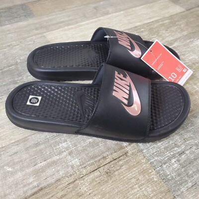 Nike Womens Benassi JDI  Sandals Sz 10 Black Slides Slip On NEW NWOB