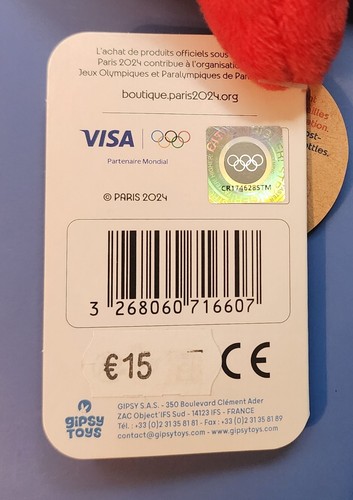 Paris 2024 Summer Olympics Plush Bag Clip LAMASCOTTE 6" Officially Licensed NWT! - Picture 3 of 5