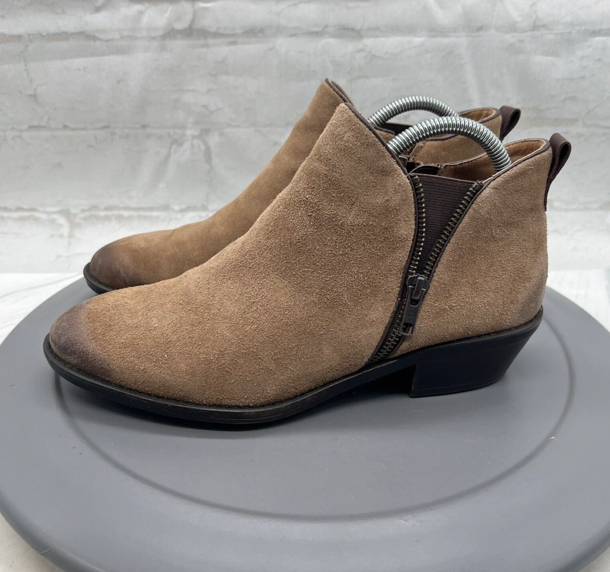 Sofft Boots Vinton Womens 9.5 Barley Brown Suede Burnished Zip Ankle Booties